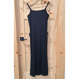 Eileen Fisher Black Cami Split Wide Leg Tencel Lyocell Crop Jumpsuit Size XXS